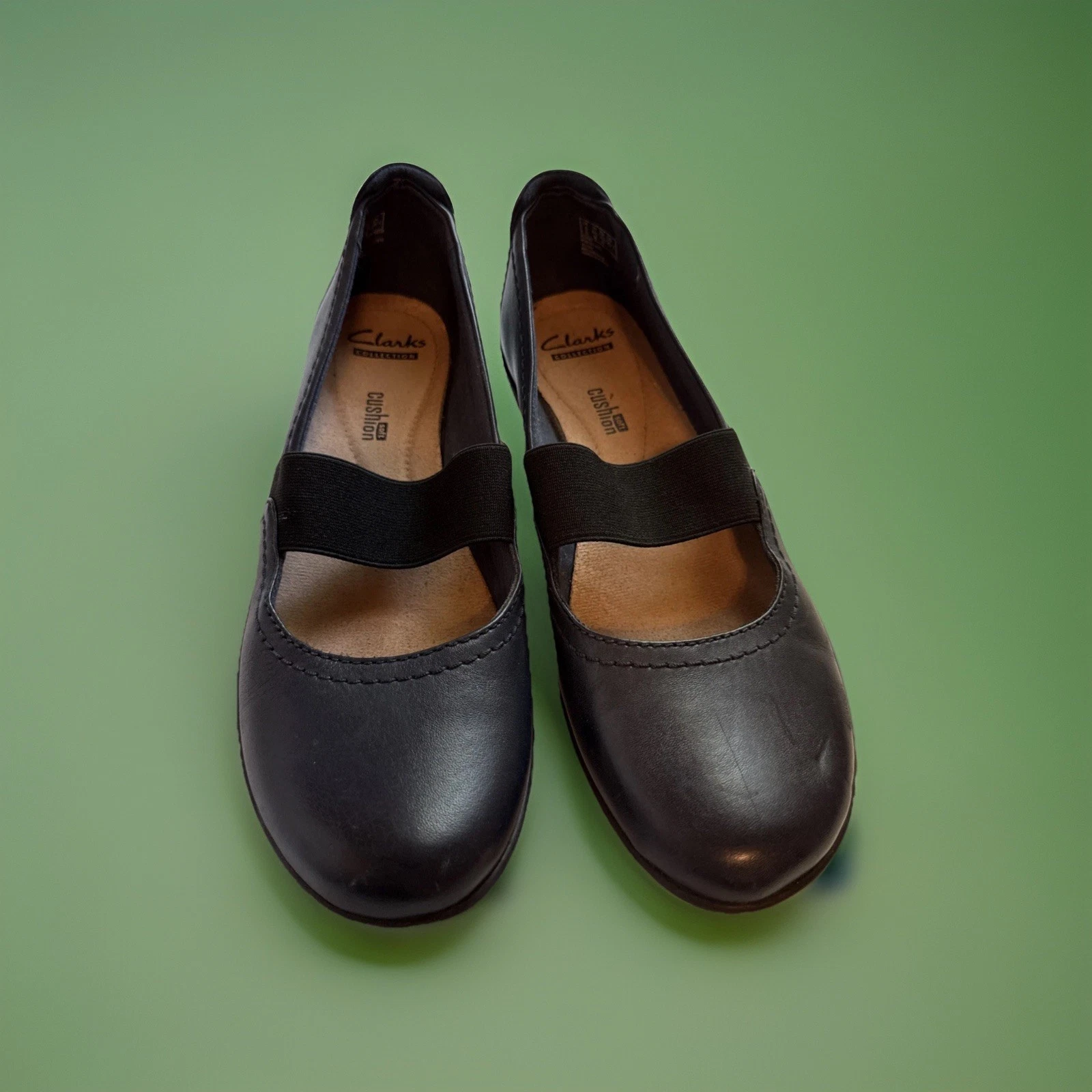 Ballerine Mary Jane Clarks Collection morbide imbottite zeppa bassa taglia 8 5 M blu navy