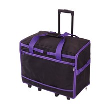 XL Sewing Machine Trolley Bag Plain Black with Purple Trim - 60 x 42 x 30cm