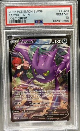 PSA 10 Crobat V TG20/TG30 Lost Origin Trainer Gallery Full Art Pokemon Gem Mint