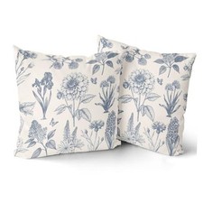 Vintage Floral Throw Pillow Covers 18x18 18" x 18" Pack of 2 Floral Blue
