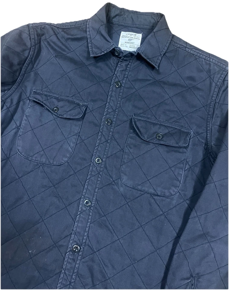 J. Мужская серая стеганая рабочая рубашка куртка Crew размер средний - Изображение 2 из 4