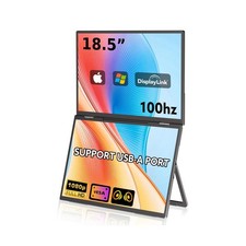 18.5'' Dual Portable Monitor, FHD 1080P 100Hz USB-C HDMI External Folding Sta...
