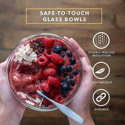 300/500ml Clear Double Layer Glass Bowl   Heat-Resistant Salad Kitchenware