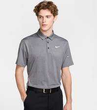Nike Tour Men's Dri-FIT Heathered Golf Polo Black/White FZ7473 010 Various Sizes