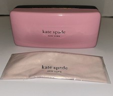 New KATE SPADE Hard Pink And Green Clamshell Sunglasses Case W/Lense Cloth