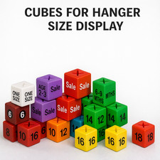 50 NEW COLOR SIZE CUBES FOR GARMENT CLOTHES MARKER PACK FOR HANGER SIZE DISPLAY