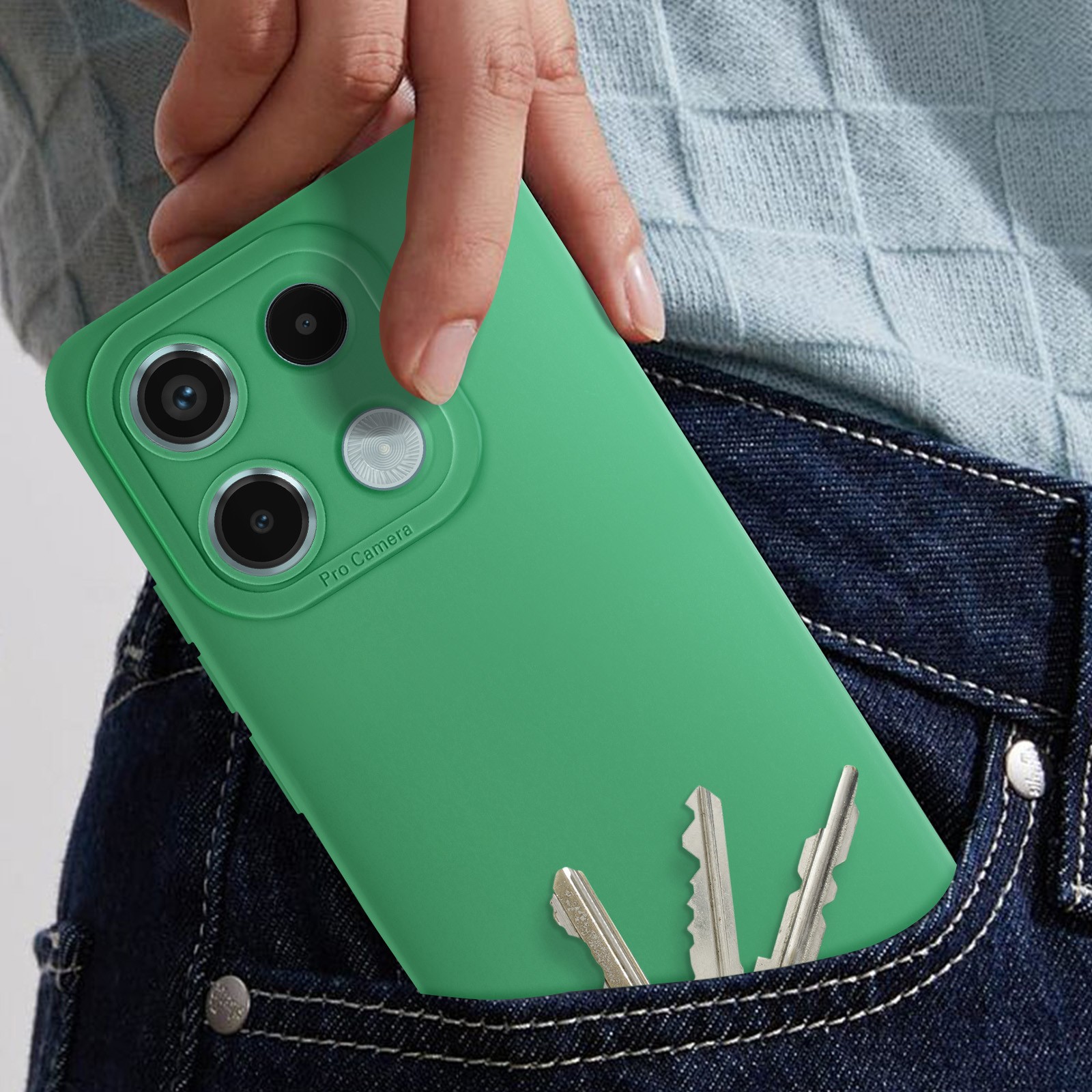 Coque Redmi Note 13 Pro 5G protection caméra vert mat silicone