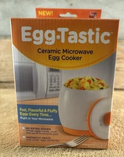 Egg-Tastic Ceramic Microwave Egg Cooker With Box Easy No Mess NEW