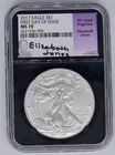 2017 American Eagle Silver Dollar- MS 70 FDI Signed Graded Coin Elizabeth Jones