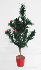 Antique Christmas Goose Feather Tree Berries Red Pot 8.5  tall Germany 1910s