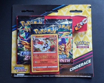Pokemon Crown Zenith Cinderace Pin Sammlung 3er Blister NEU/SEALED