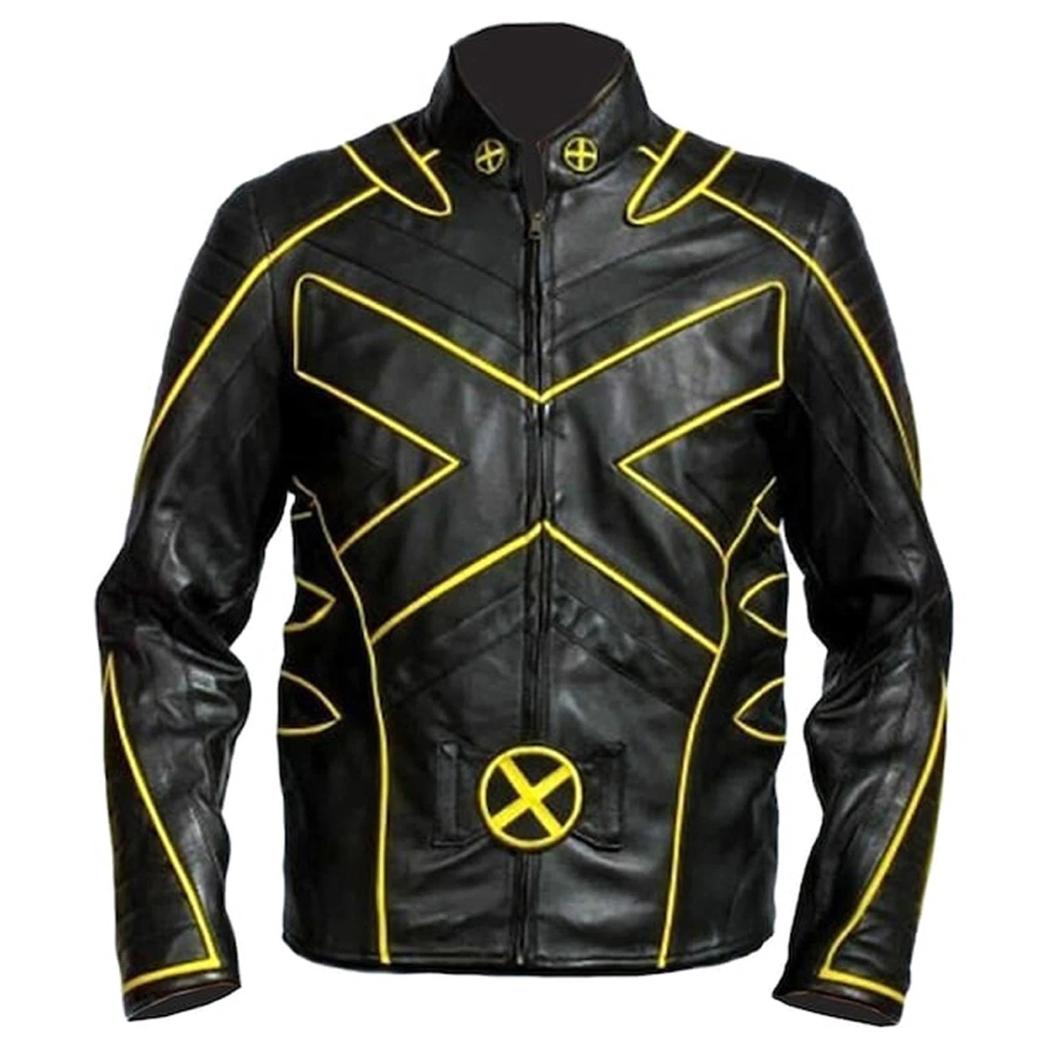 X-Men Wolverine Hugh Jackman Black Leather Motorcycle Costume Jacket