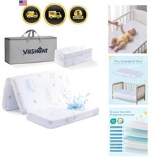 Baby Pack and Play Mattress 38x26 Waterproof Washable Toddler Crib Mattress