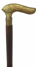 36'' Nautical Vintage Handle Brass Designer Wooden Walking Stick Cane Handmade