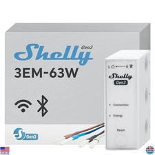 Shelly 3EM-63W Gen3 Smart Wi-Fi 3-Phase Energy Meter | Google Home Compatible