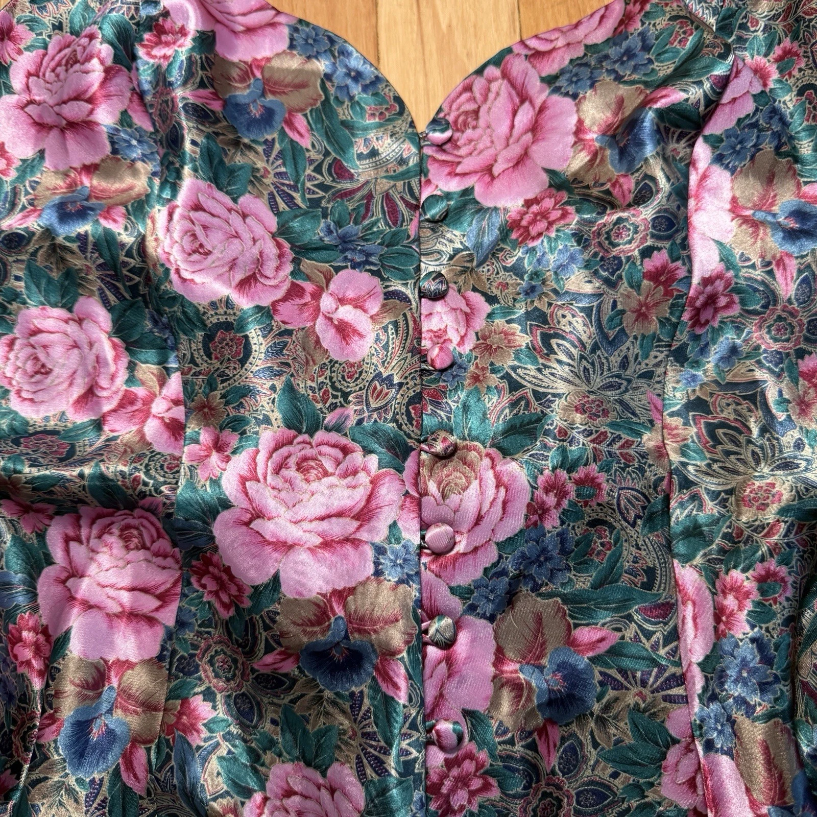 UNDERCOVER Abito Victoria's Secret Vintage Etichetta Oro Raso Floreale Slip Grande