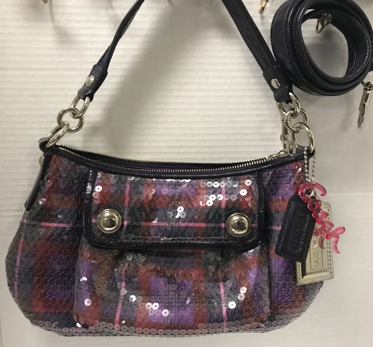 Coach Sequin Plaid Backpack - Black, Red, and Silver Coach Sequin Plaid Bags & Handbags for Women for sale | eBay main image 3