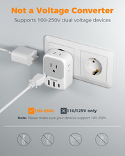2 Pack US to Europe Plug Adapter 4 AC Outlets 3 USB Type C Travel Essentials