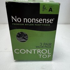 3 Pair No Nonsense Control Top Pantyhose Size A Off Black Sheer Toe Made In USA