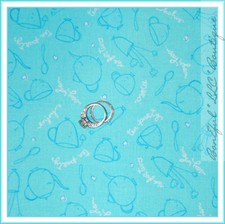 BonEful Fabric FQ Cotton Quilt Aqua Blue White Flower Tea Cup Heart Girl Dress S