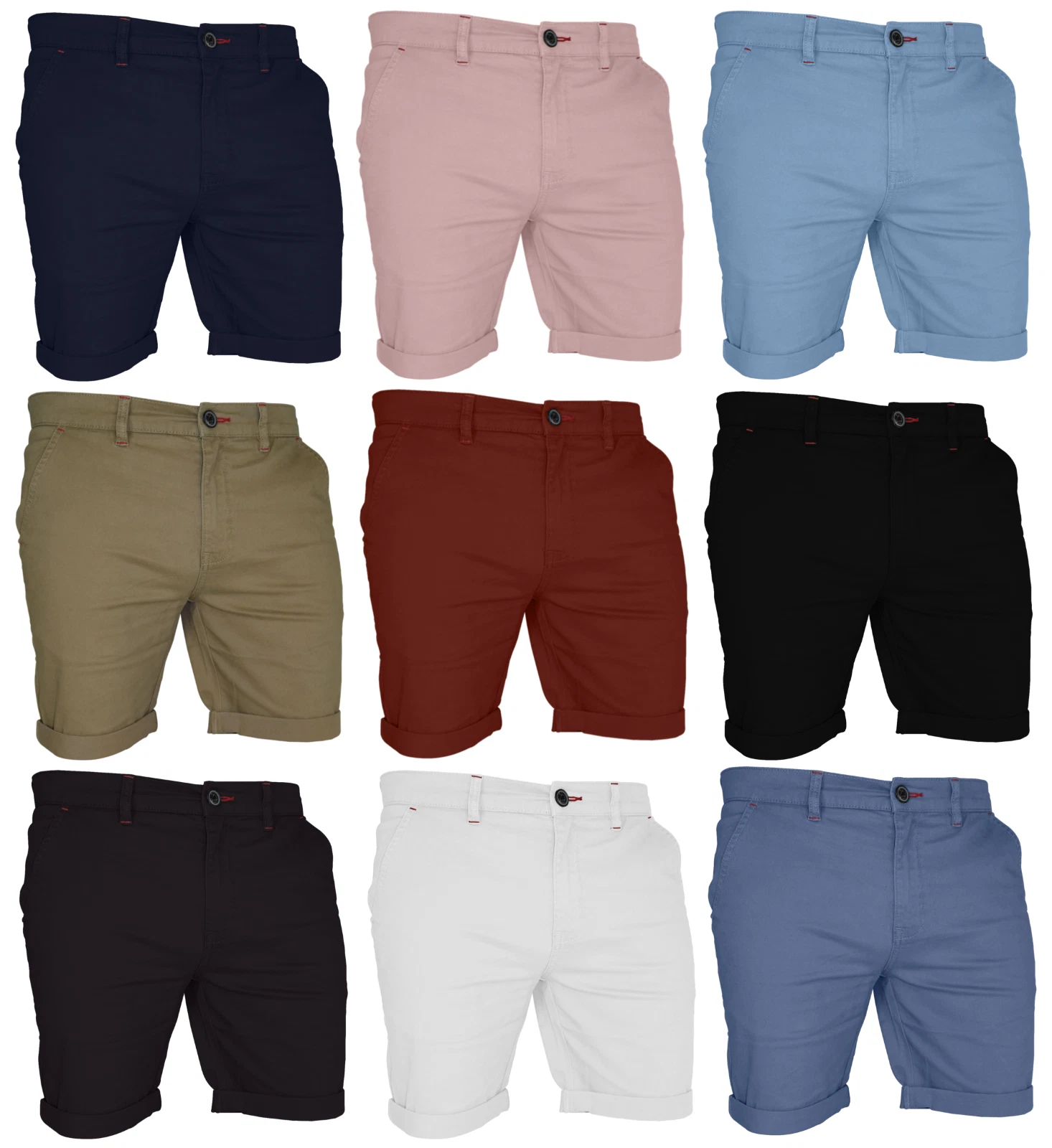 Mens Stretch Chino Shorts Summer Cotton Cargo Combat Casual Jeans Half Pant