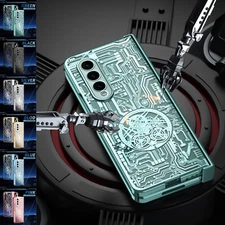 For Samsung Galaxy Z Fold 6 5/4/3 Mechanical Plating Hinge Case+Screen Protector