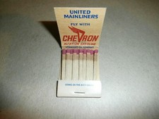Vintage United Airlines Chevron Aviation Fuel Matchbook