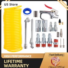 Air Compressor Accessory Kit Tool 20 Pcs 1/4" NPT 25Ft Recoil Hose Gun Nozzles