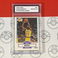 Graded 10 1990 Fleer James Worthy Card 97 MINT Los Angeles Lakers GEM MINT