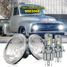 Pair 7Inch LED Headlights White Halo Fit 1953-1977 Ford F100 F250 F350 pickup