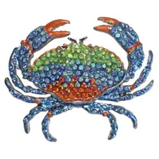KIRKS FOLLY Bobby Blue Crab Pin Pendant  sivlertone