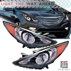 For Hyundai Sonata 2011-2014 Projector Headlights Assembly Pair Black Housing (For: Hyundai Sonata)