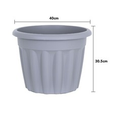 25 33 40 50 60cm Plastic Round Planter Upcycled Grey Indoor Outdoor Flower Pots