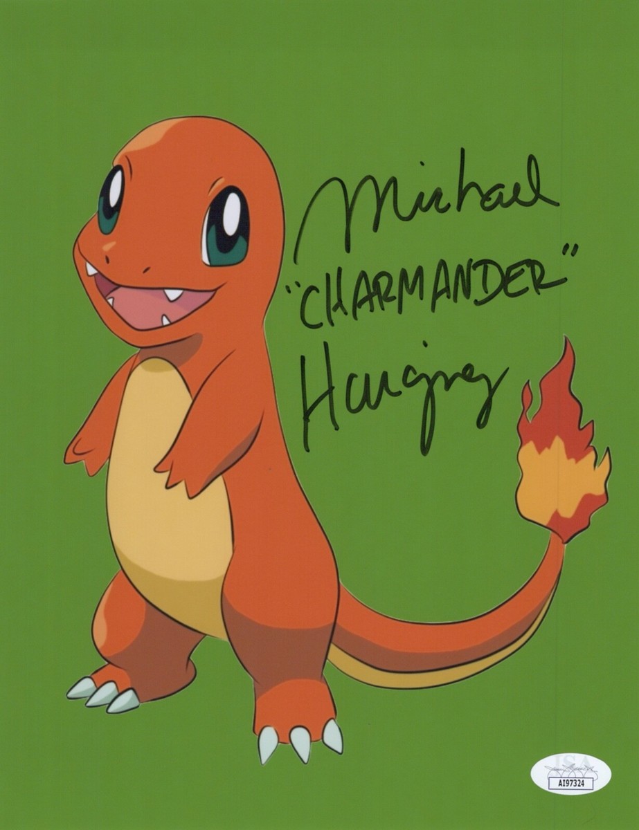 MICHAEL HAIGNEY Signed POKEMON 8x10 CHARMANDER Photo Autograph JSA