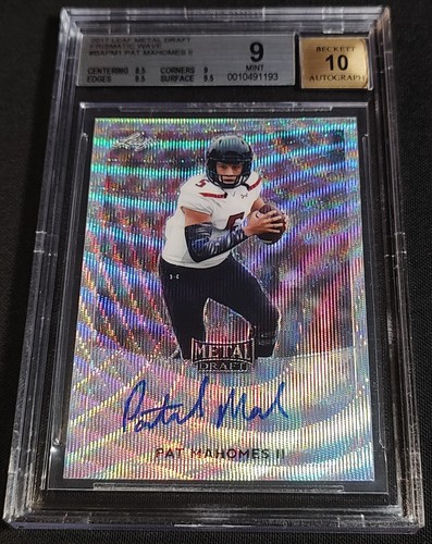 Pat Mahomes II [Silver Wave Prismatic] #BA-PM1 2017 Leaf Metal Draft Autographs card