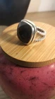 Vintage 925 Sterling Silver Faceted Black Onyx? Chunky Ring TGGC