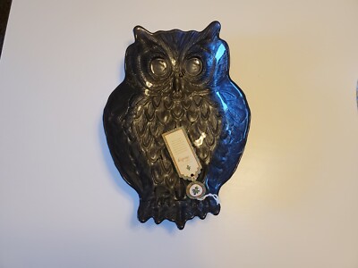 Owl Harvest Thanksgiving Halloween Glass Dish Tray Handcrafted in Turkey