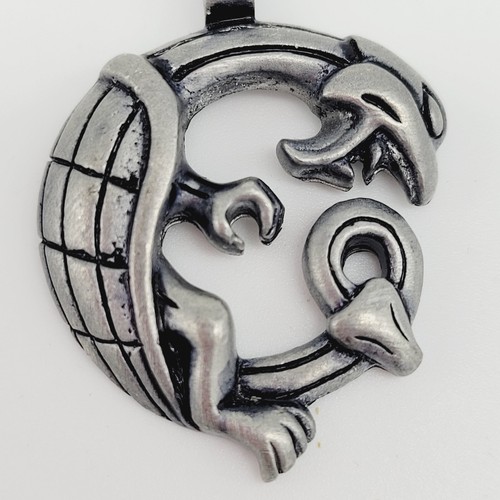 Pewter Dragon Ouroboros Pendant Mythical Magical Creatures Unisex Jewelry EUC - Picture 3 of 6