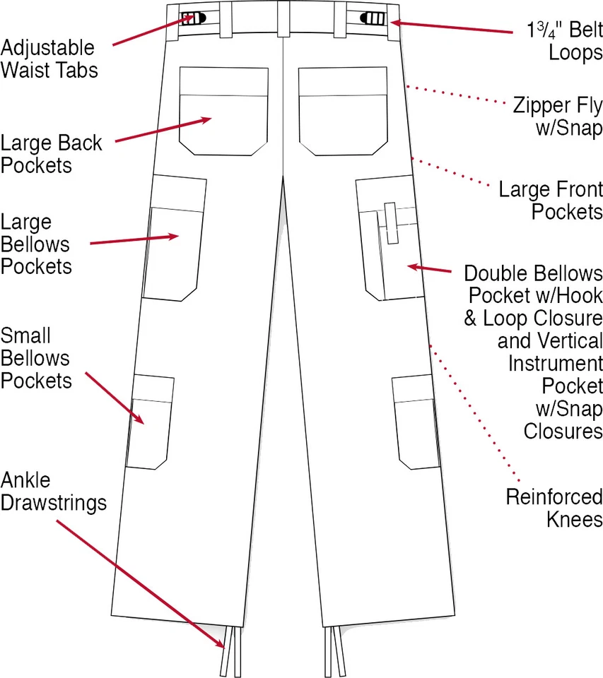 Tactical Uniform Cargo Pants 9 Pocket EMT EMS Paramedic Medic Work Duty Trousers - Image 3 of 3