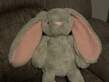 Gray/ Pink Bunny Plush Easter Large With Floppy Ears