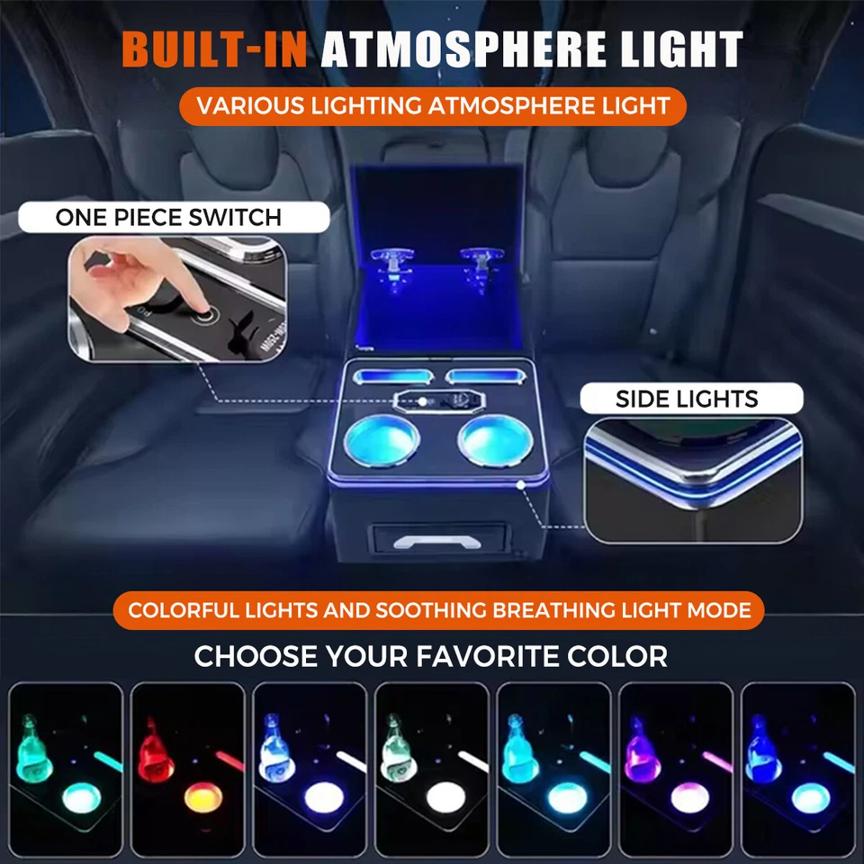 Universal 7 Colors Rear Bench Seat Organizer Truck Seat Car Center Console Grey Foto 2 de 4