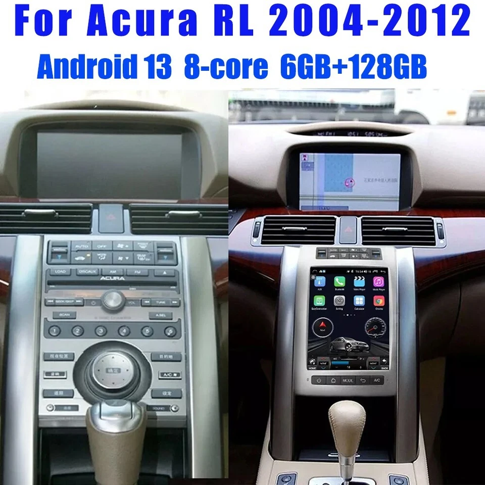 Radio estéreo de coche Android 13 pantalla Tesla para Acura RL 2004-2012 GPS navegación Carplay Foto 2 de 4
