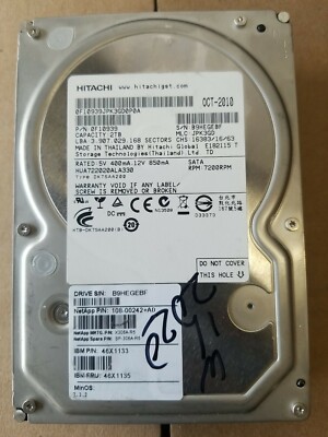 Hitachi HUA722020ALA330 P/N: 0F10939 MLC: JPK3GD 2TB SATA 7200 RPM HDD 3.5