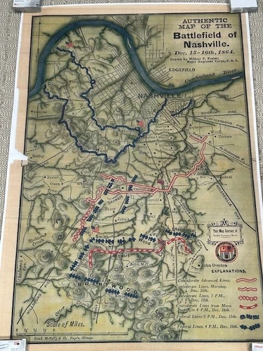 Battle of Nashville Map 24" x 36" Poster Size + Free Civil War Bullet