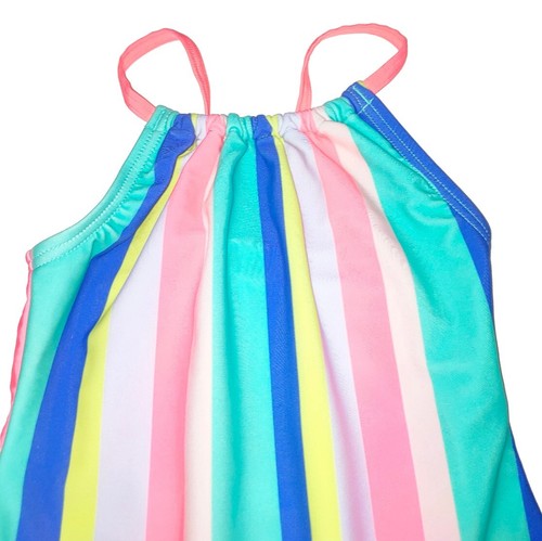 Girls Age 3-4 Years Swimsuit M&S Bright Stripes Sun Smart UPF 50+ Lycra Xtralife - Picture 4 of 6