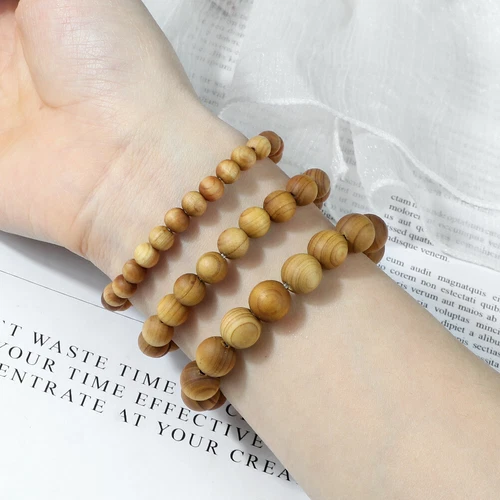 High Cliff Cypress Wooden Beads Bracelets Women Men Meditation Handmade Bracelet - Picture 2 of 7