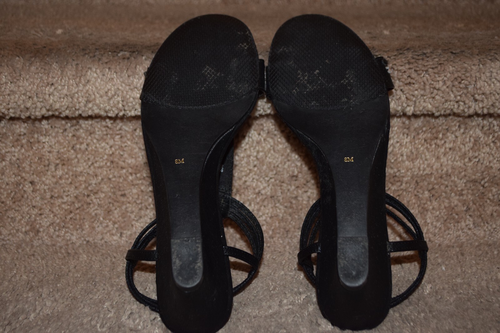 Women's Size 8 New York Transit Black Wedge Heels Sandals Black & Clear Stones image 8
