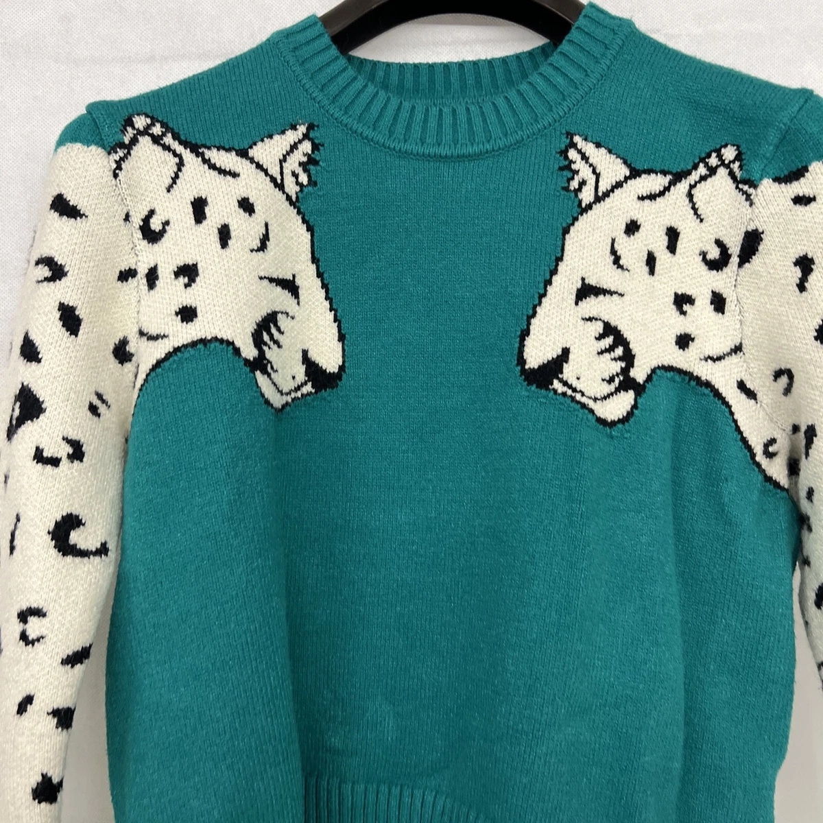 MINKPINK As Is Snow Leopard Knit Crew neck Sweater pullover animal