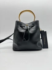 Donna Karan NY Lawrence leather top handle bucket crossbody + Dust bag BLACK