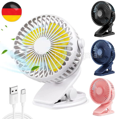 USB Tisch Lüfter Leise Ventilator Clip Tischventilator mit Akku Leise Mini Fan